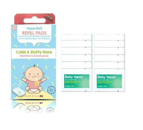 Vapor-RaZ Menthol & Eucalyptus Refill Pads - Cough & Cold Relief (12 Pack)